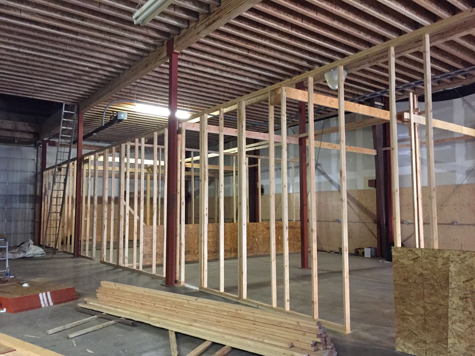 Commercial buildout, framing in progress